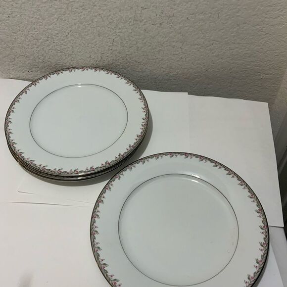Vintage Noritake Petite #5507 Dinner Plates (4) 10-1/4" Circa 1950's Platinum G1 - Picture 3 of 6
